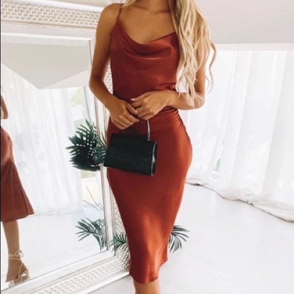 LOFT Dresses & Skirts - Ann Taylor Loft Rust Satin Slip Dress